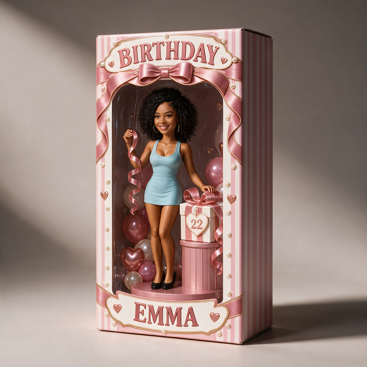 Personalized Birthday Portrait Display Box - Photo Figure with Name and Age
