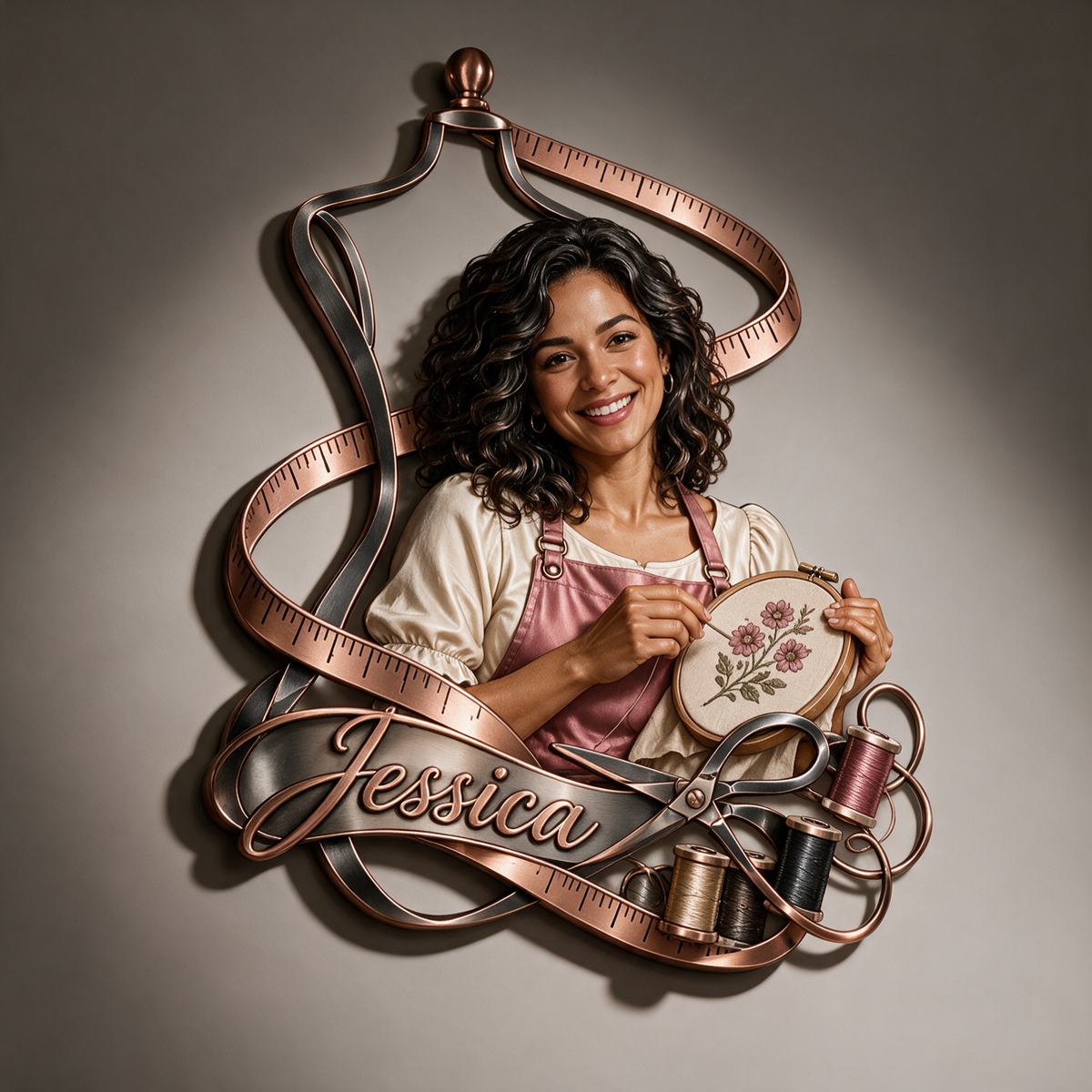 Personalized Custom Photo Sewing 3D Cut Metal Sign - Gift for Women