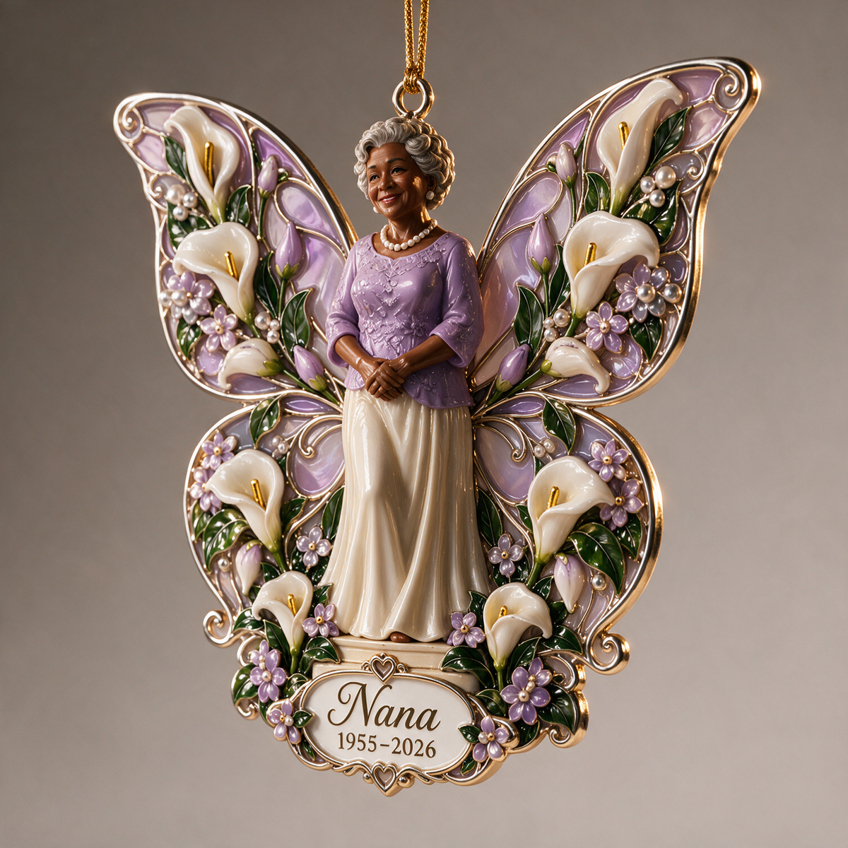 Personalized Custom Photo Butterfly Memorial 3D Christmas Ornament - Grandmother Figurine Remembrance Keepsake