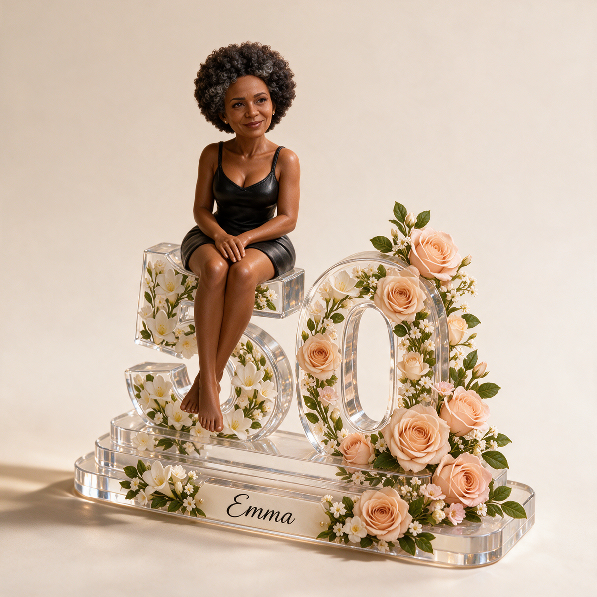 Personalized Custom Photo Peach Rose Custom Shaped Acrylic Plaque - 50th Birthday Gift for Women