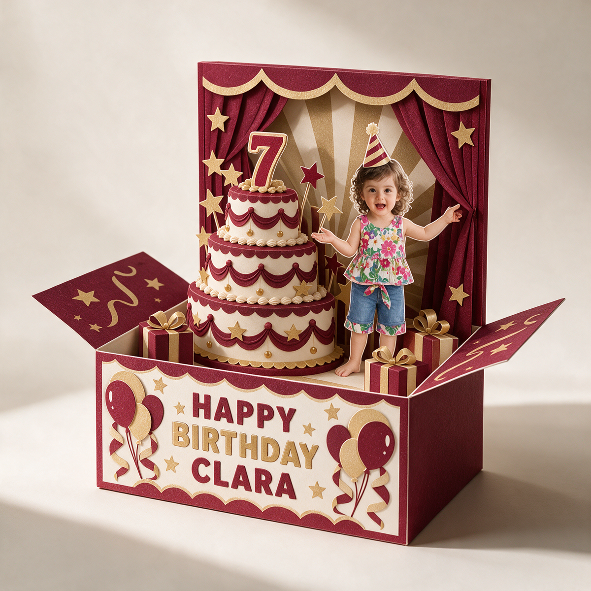 Personalized Birthday Cake Pop-Up Box Card