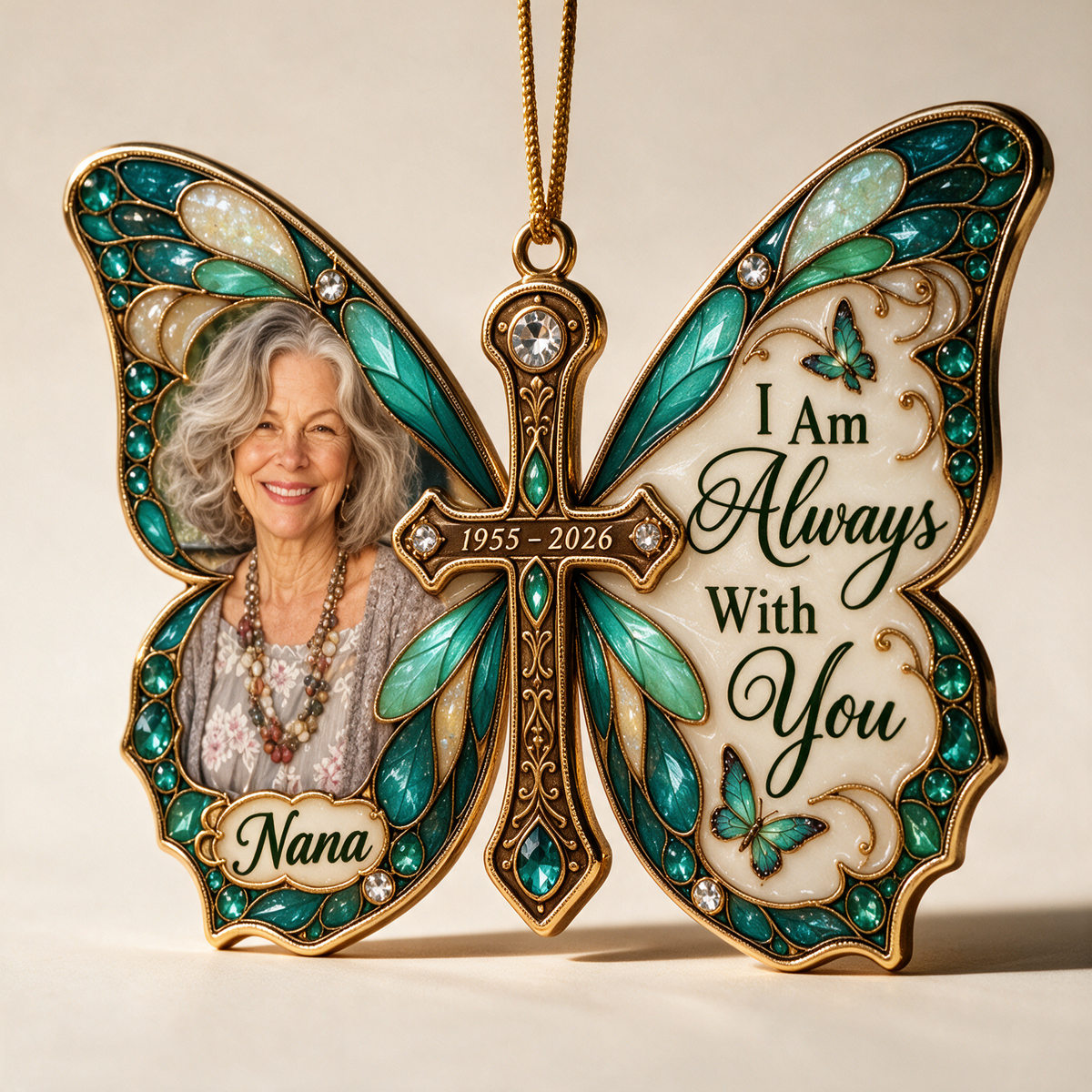 Personalized Custom Photo Butterfly Memorial 3D Christmas Ornament - Grandmother Remembrance Keepsake