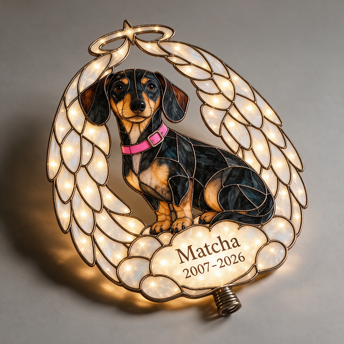 Personalisierte Hundegedenk-Engelsflügel Weihnachtsbaumspitze
