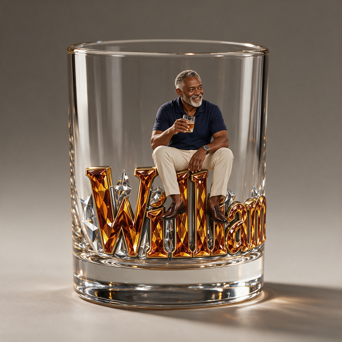 Personalized Custom Photo Whiskey Glass - Whiskey Lover Gift for Older Men