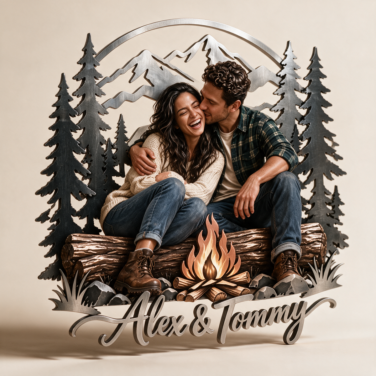 Art mural en métal 3D personnalisé - Cadeau pour couples