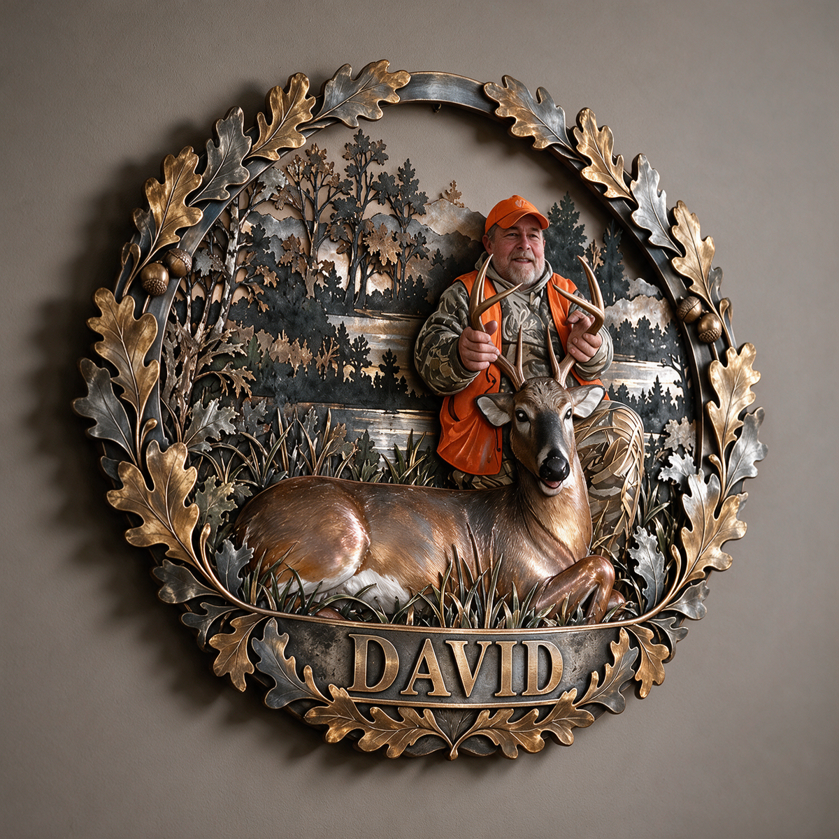 Personalisierte 3D Metalltafel für Jagdfotos - Geschenk für ältere Männer