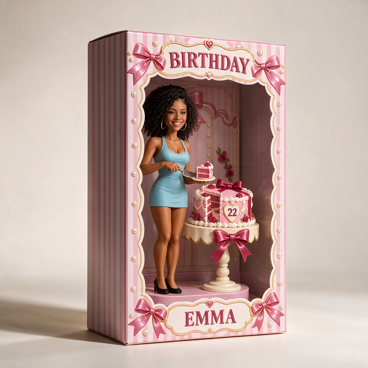Personalized Birthday Portrait Display Box - Photo Figure with Name and Age