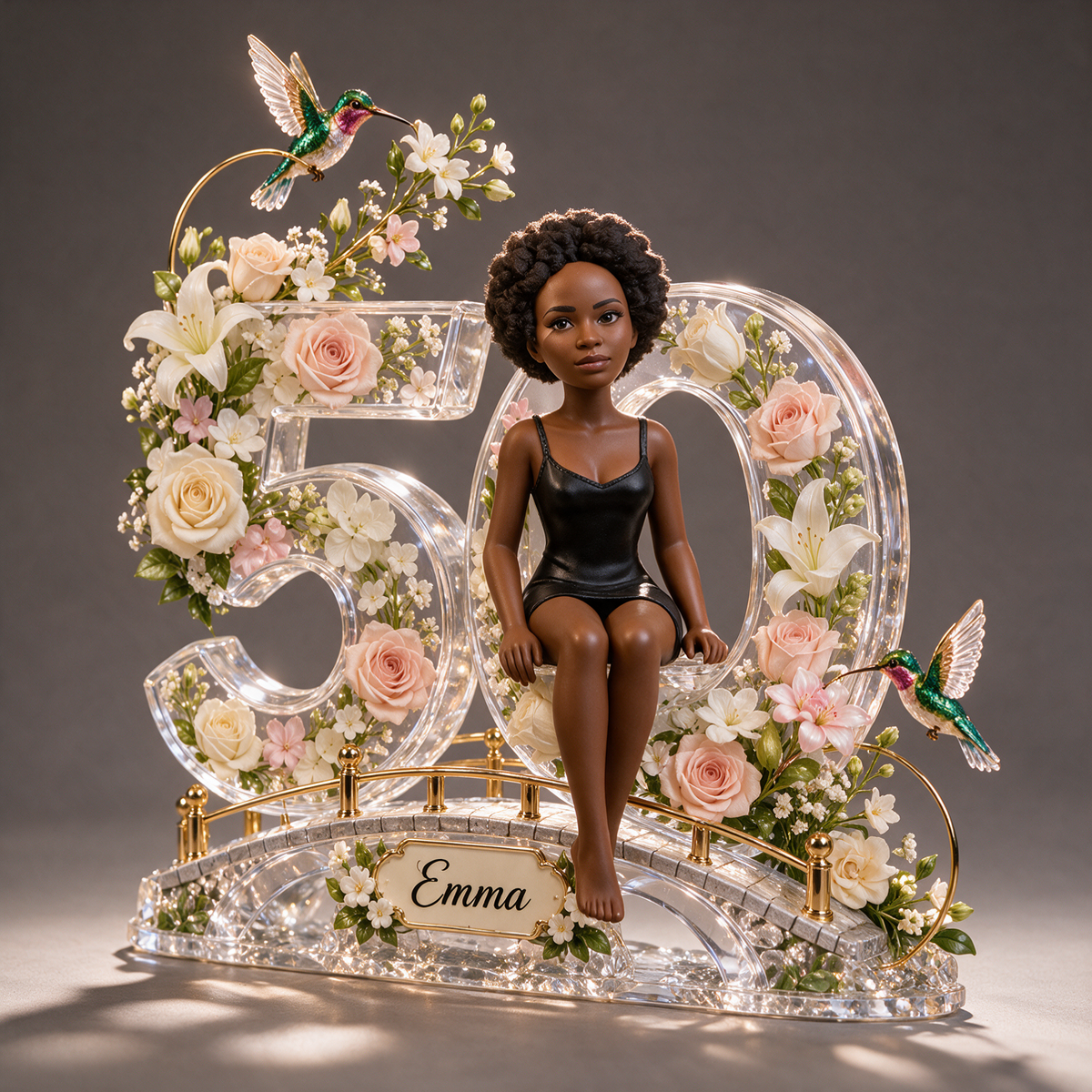 Personalized Custom Photo Hummingbird Acrylic Number Figurine Display - 50th Birthday Gift for Women