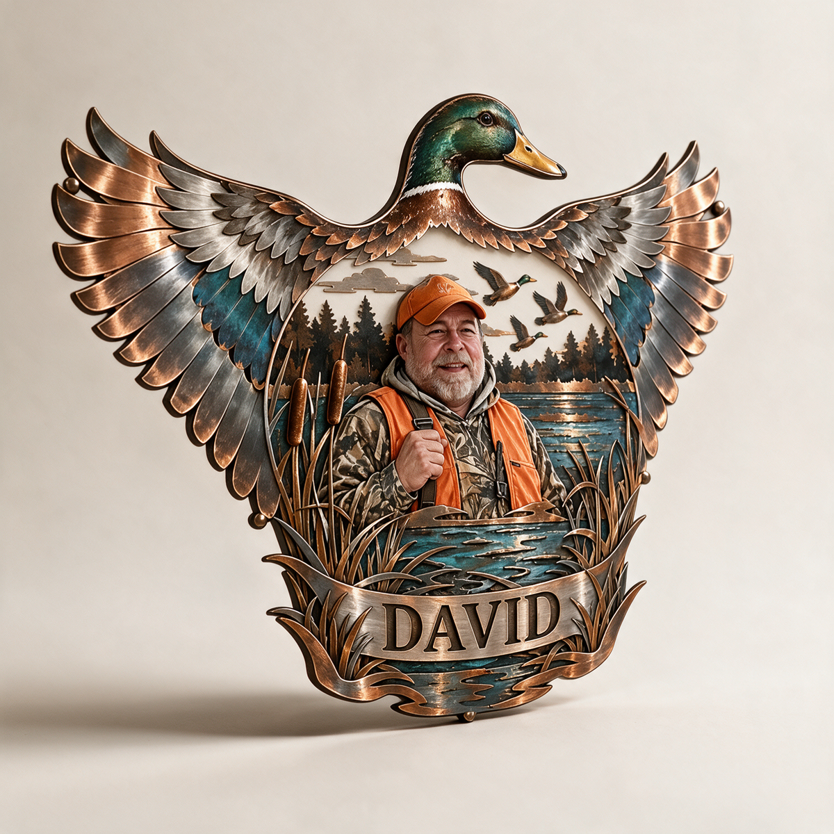 Personalized Custom Photo Duck Hunting 3D Cut Metal Sign - Gift for Older Men