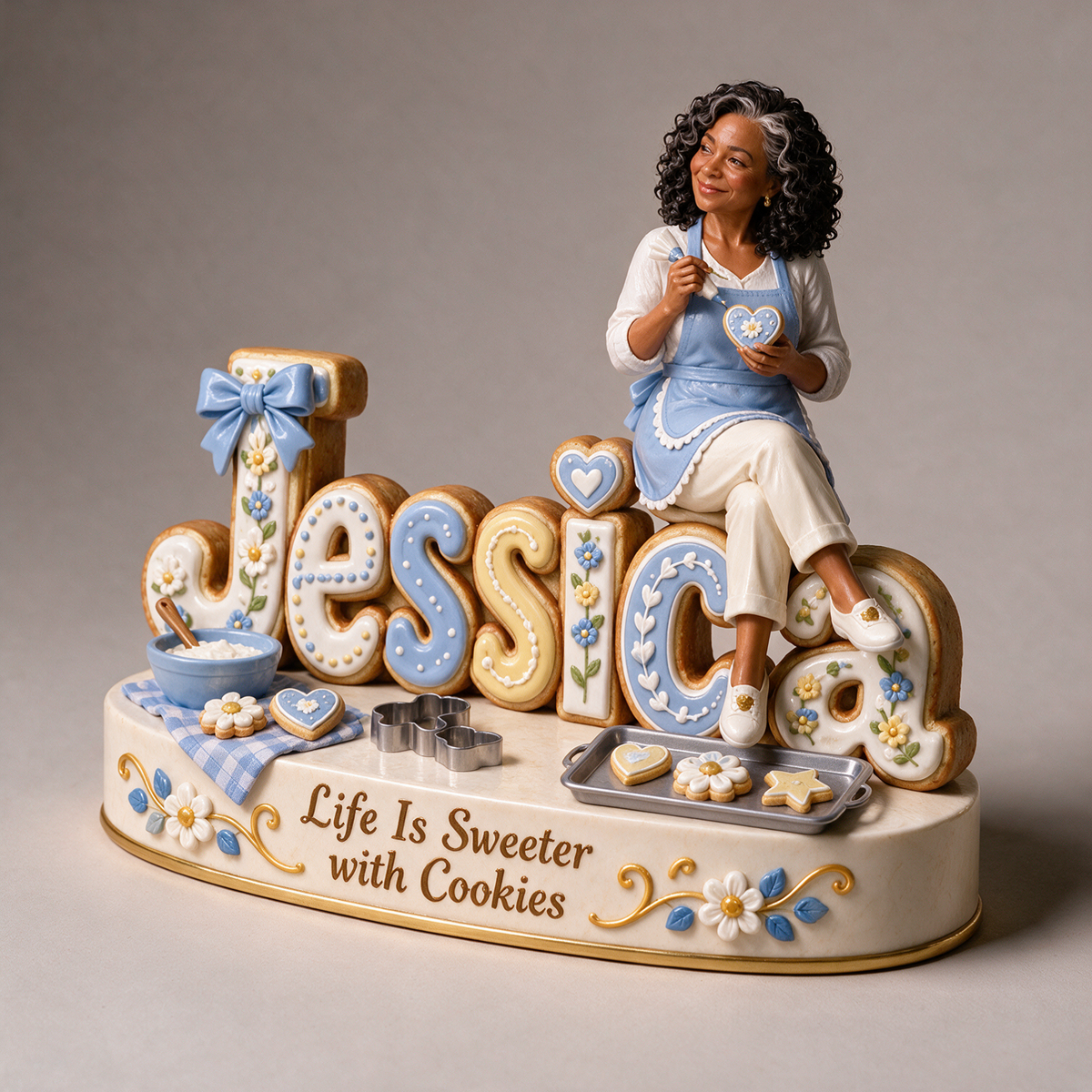 Personalized Custom Photo Cookie Baking 3D Name Figurine - Gift for Older Women