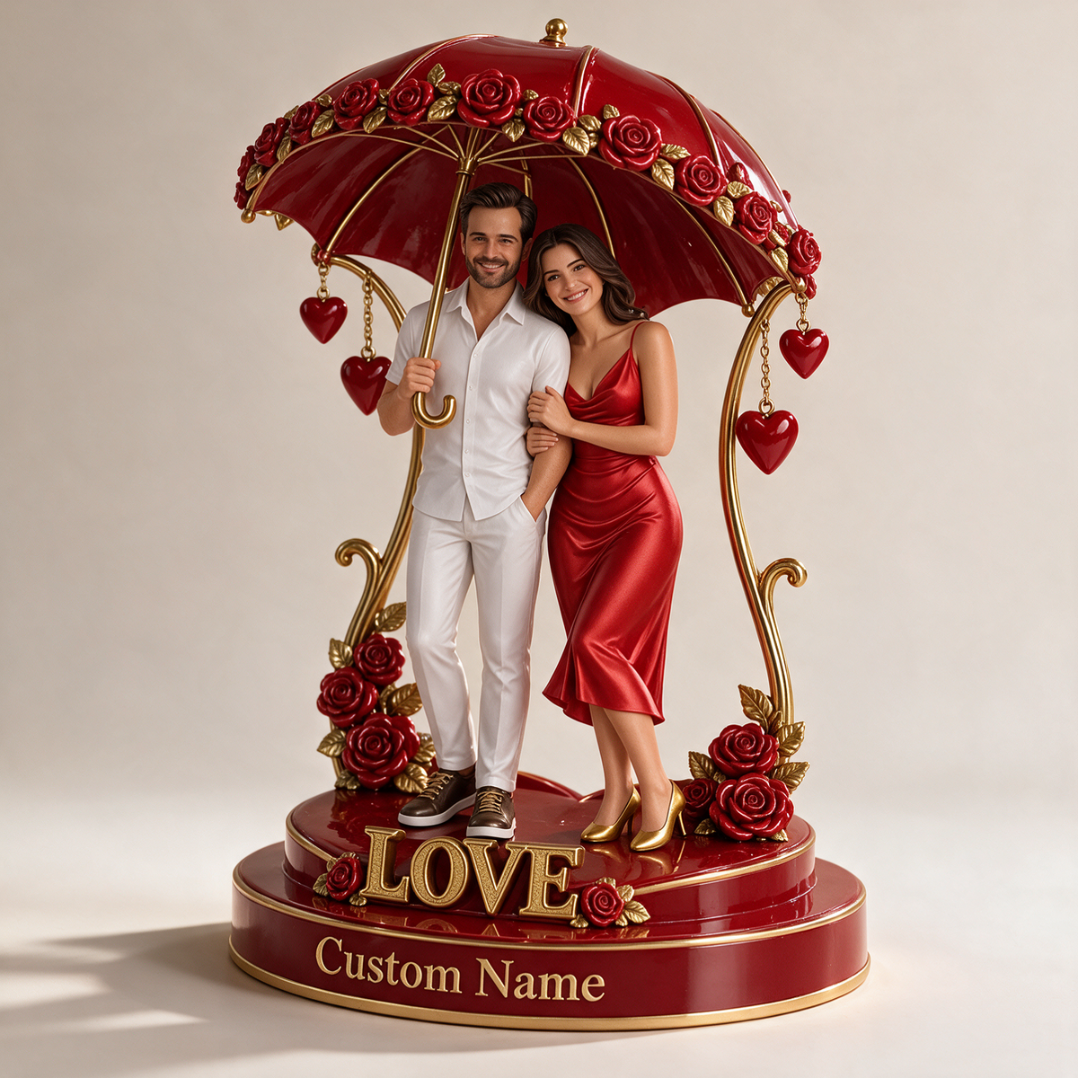 Custom Photo Couple Acrylic Plaque - Rose Umbrella Keepsake