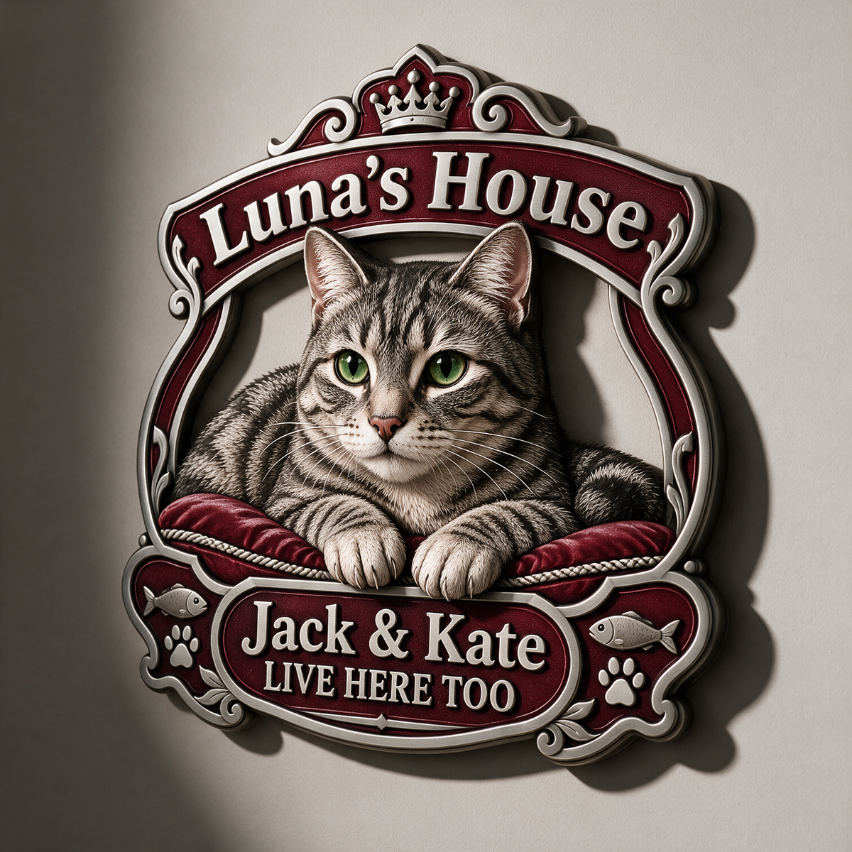 Personalized Custom Photo Cat 3D Cut Metal Sign - Cat Lover Gift for Home Decor