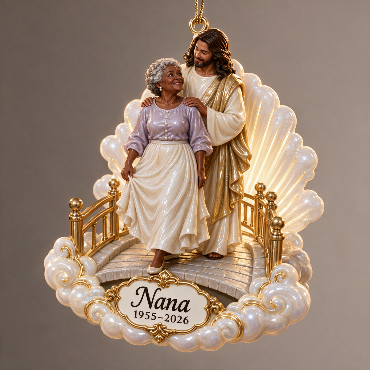 Personalized Custom Photo Jesus Heavenly Bridge Memorial 3D Christmas Ornament - Grandmother Remembrance Keepsake