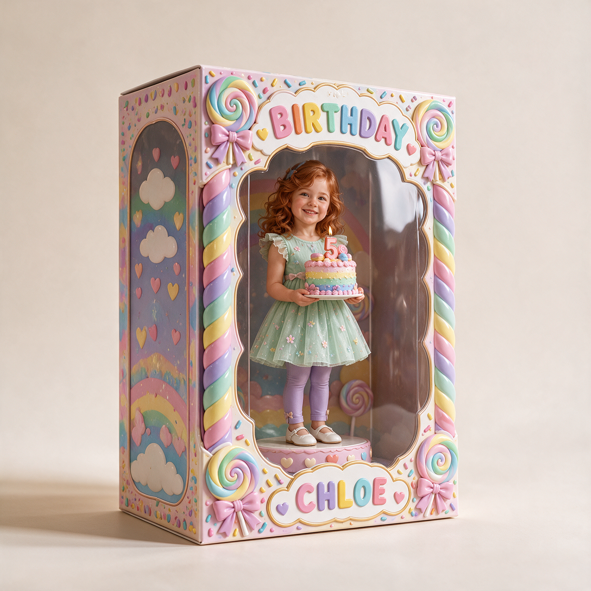 Personalisierte Foto Süßigkeiten Acryl Display Box - 5. Geburtstagsgeschenk für Mädchen