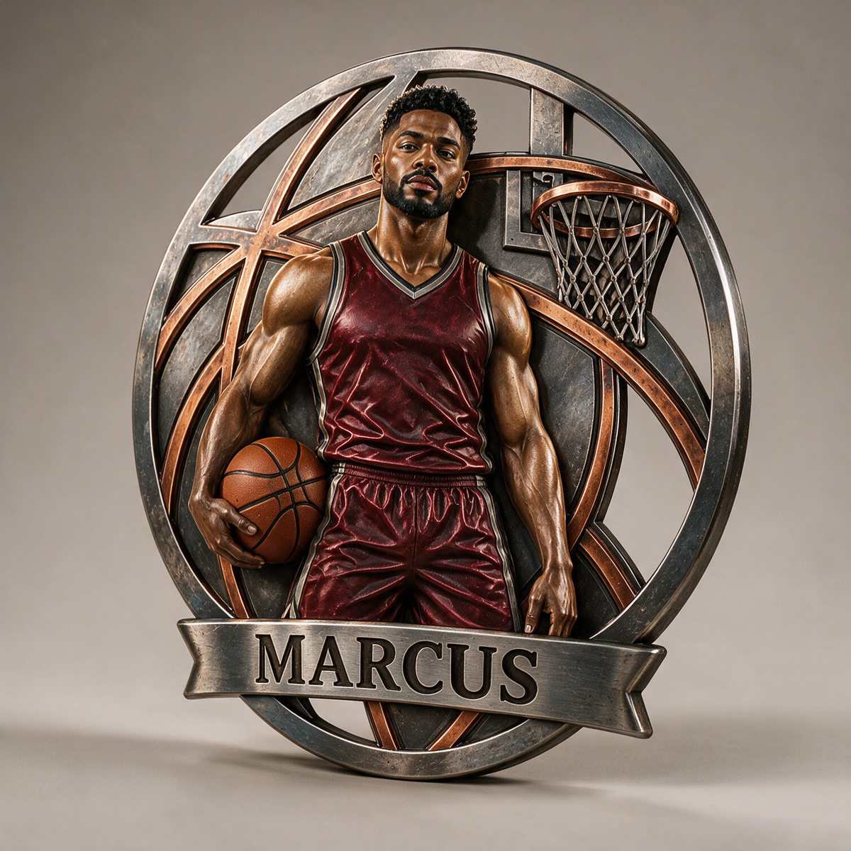 Personalized Custom Photo Basketball 3D Printed Cut Metal Sign - Gift for Young Men