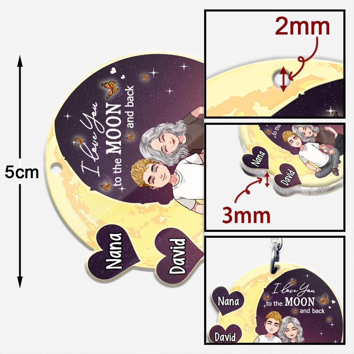 To The Moon And Back - Gift for mom, grandma - Personalized Keychain