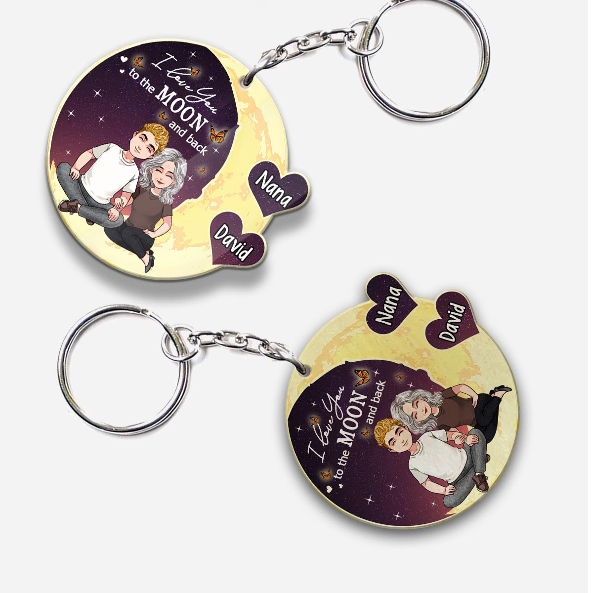 To The Moon And Back - Gift for mom, grandma - Personalized Keychain