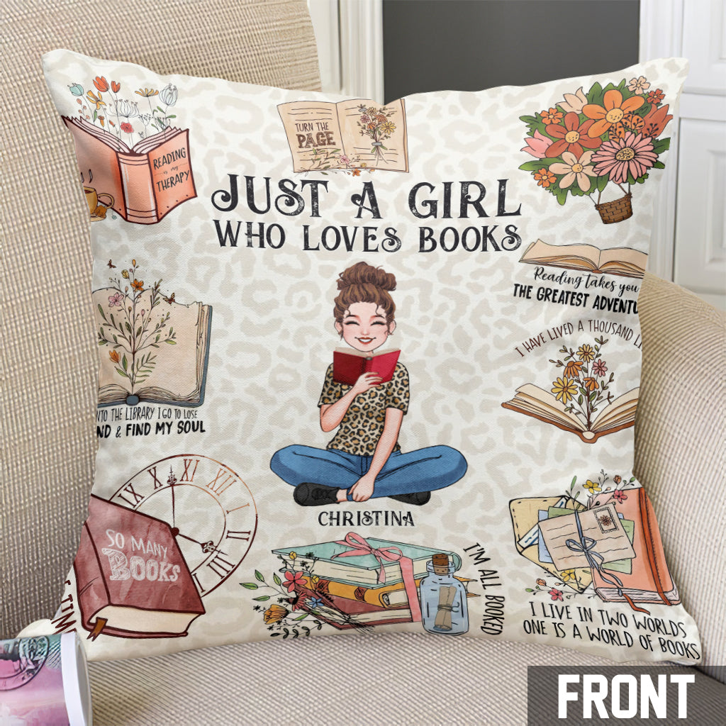 Just A Girl Who Loves Books - Personalized Book Throw Pillow