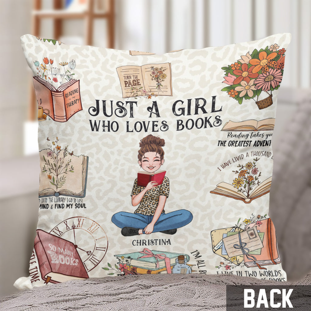 Just A Girl Who Loves Books - Personalized Book Throw Pillow
