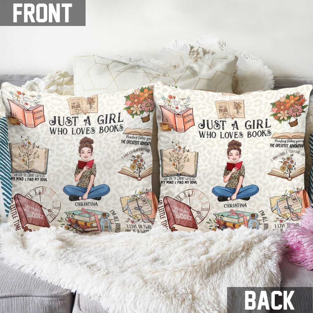Just A Girl Who Loves Books - Personalized Book Throw Pillow