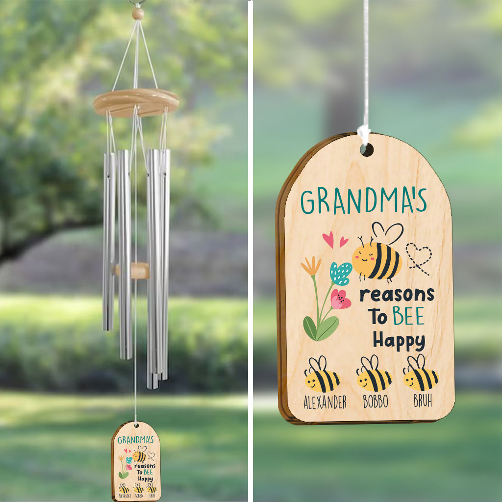 Grandma's Reasons To Bee Happy - Personalized Grandma Wind Chime