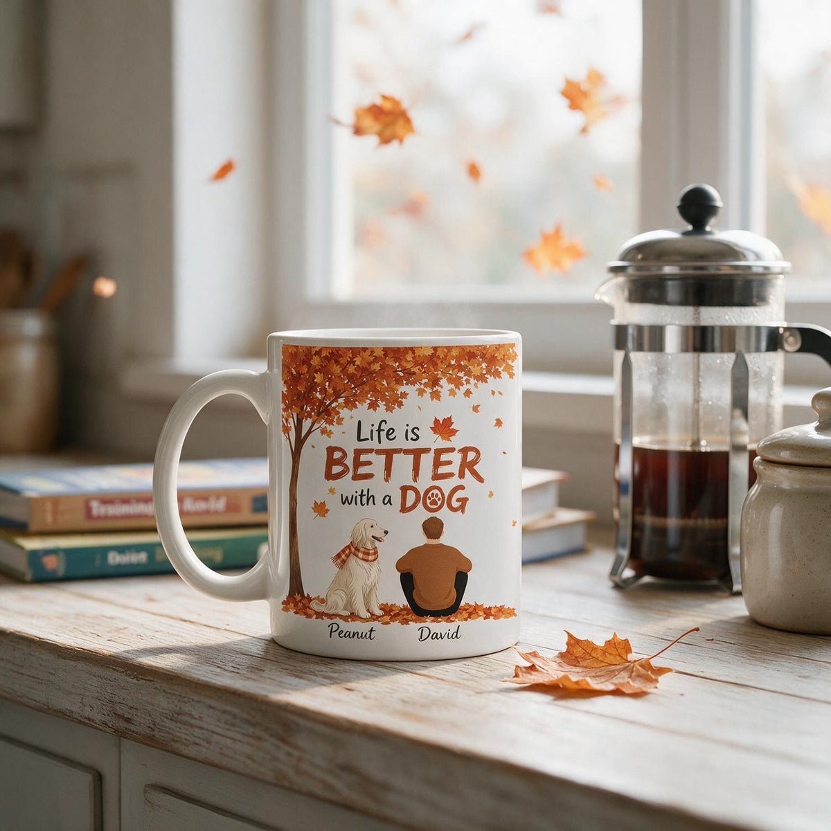 Personalized Fall Dog Dad Life Is Better With A Pet Mug, Custom Pet Dad Gift