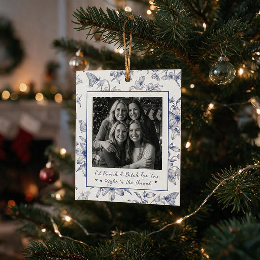 Custom Photo Christmas Best Friends Acrylic Ornament, Funny Friendship Gift