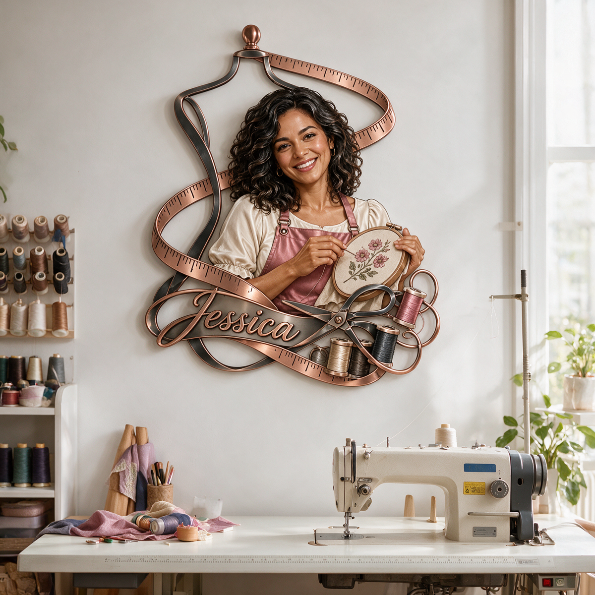 Personalized Custom Photo Sewing 3D Cut Metal Sign - Gift for Women