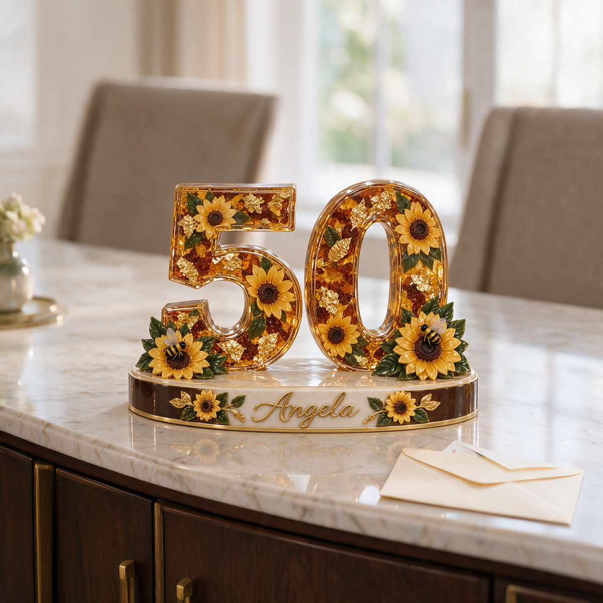 Personalized Sunflower Custom Shaped Acrylic Plaque, Custom Portrait 18th 21st 30th 40th 50th 60th Birthday Gift for Mom, Wife, Girlfriend, Daughter, Sister, Sunflower Lover, Best Friend