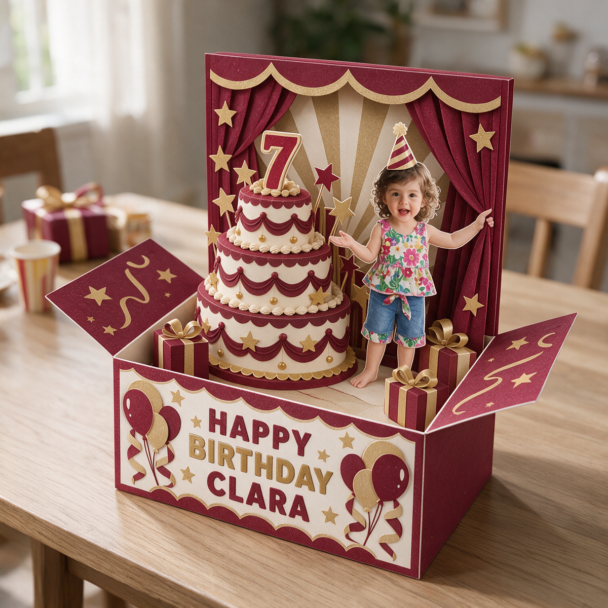 Personalized Birthday Cake Pop-Up Box Card