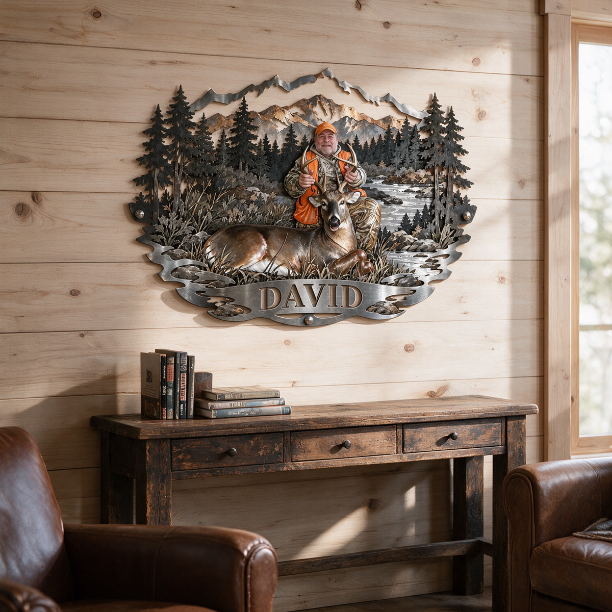 Personalized Custom Photo Deer Hunting 3D Cut Metal Sign - Gift for Older Men