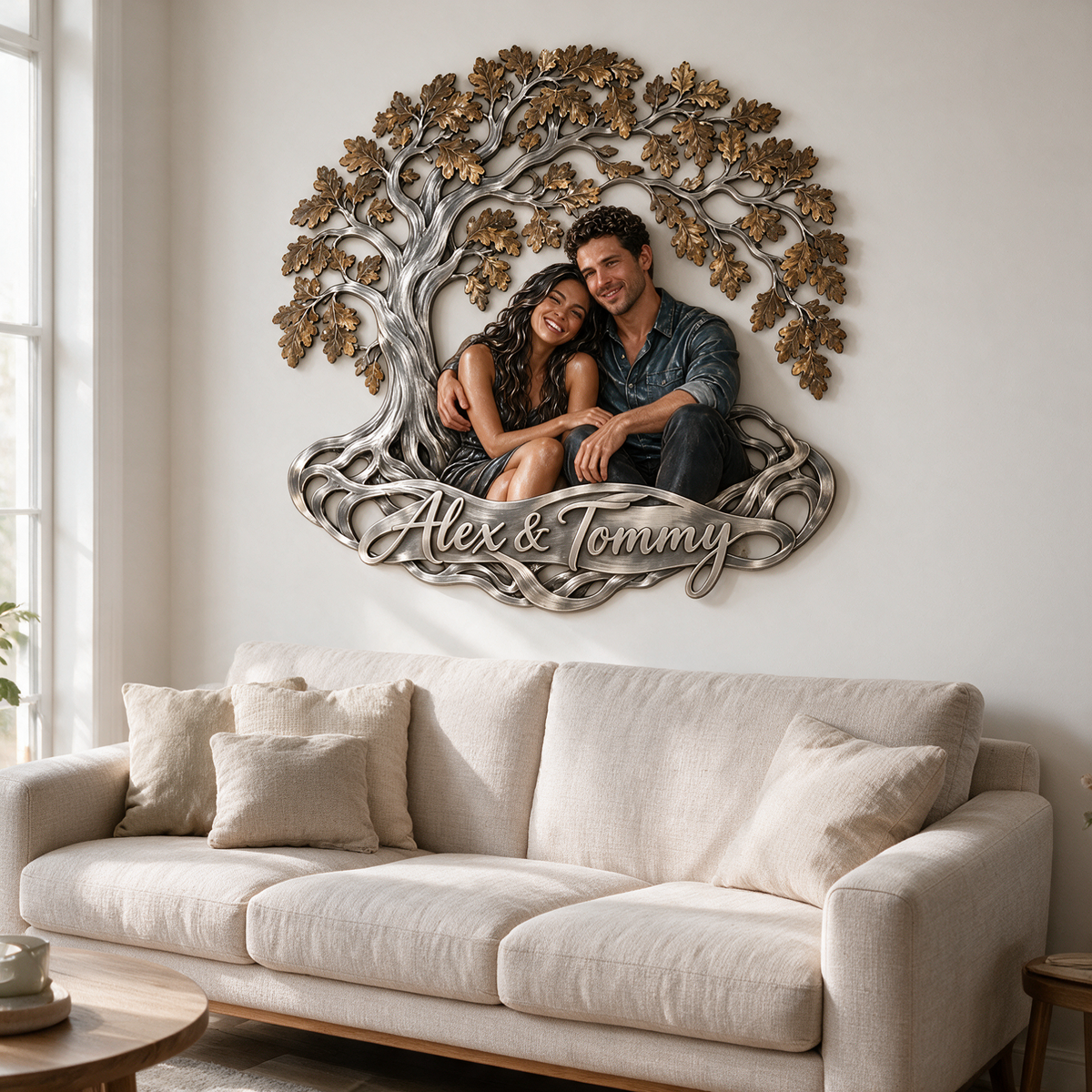 Personalisierte 3D Metall Wandkunst Baum der Liebe - Geschenk für Paare