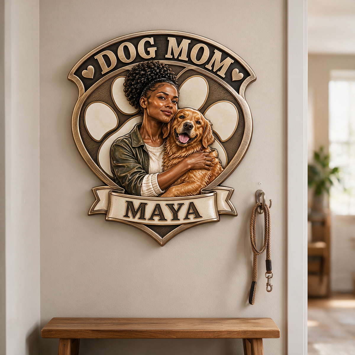 Personalized Custom Photo Dog Mom 3D Printed Cut Metal Sign - Gift for Young Women