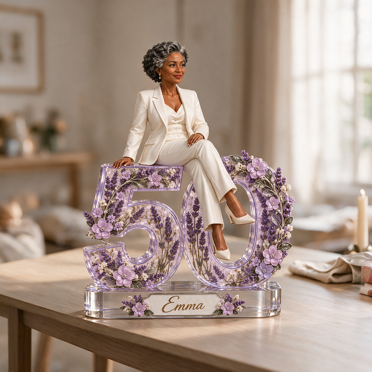 Personalized Custom Photo Lavender Custom Shaped Acrylic Plaque - 50th Birthday Gift for Women
