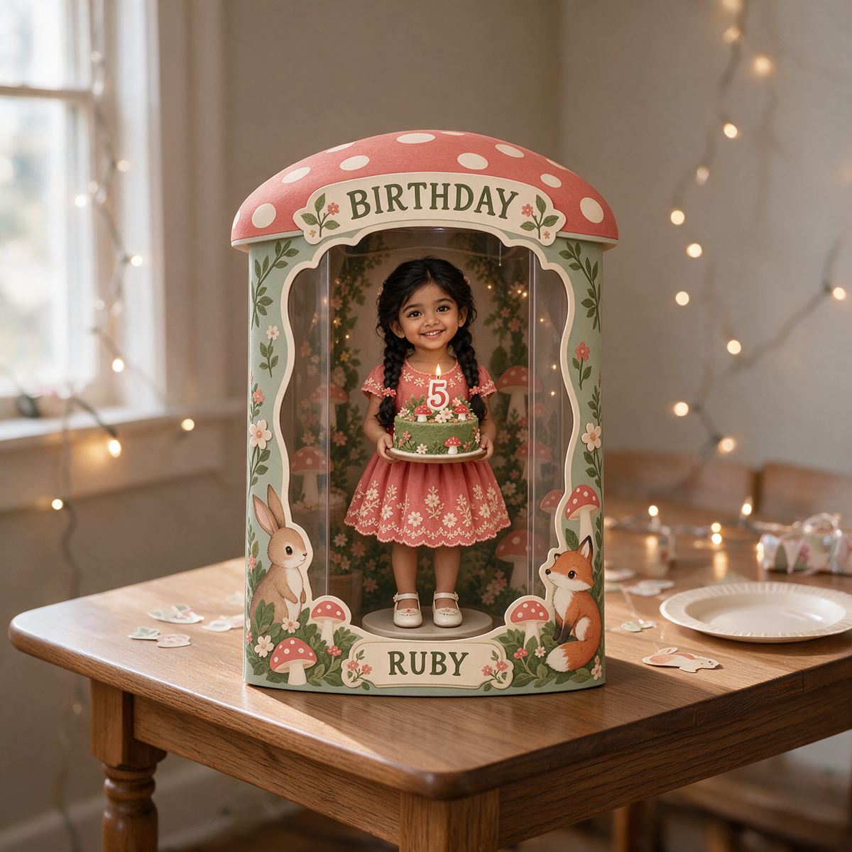 Personalisierte Foto-Wald-Acryl-Displaybox - 5. Geburtstag Geschenk für Mädchen
