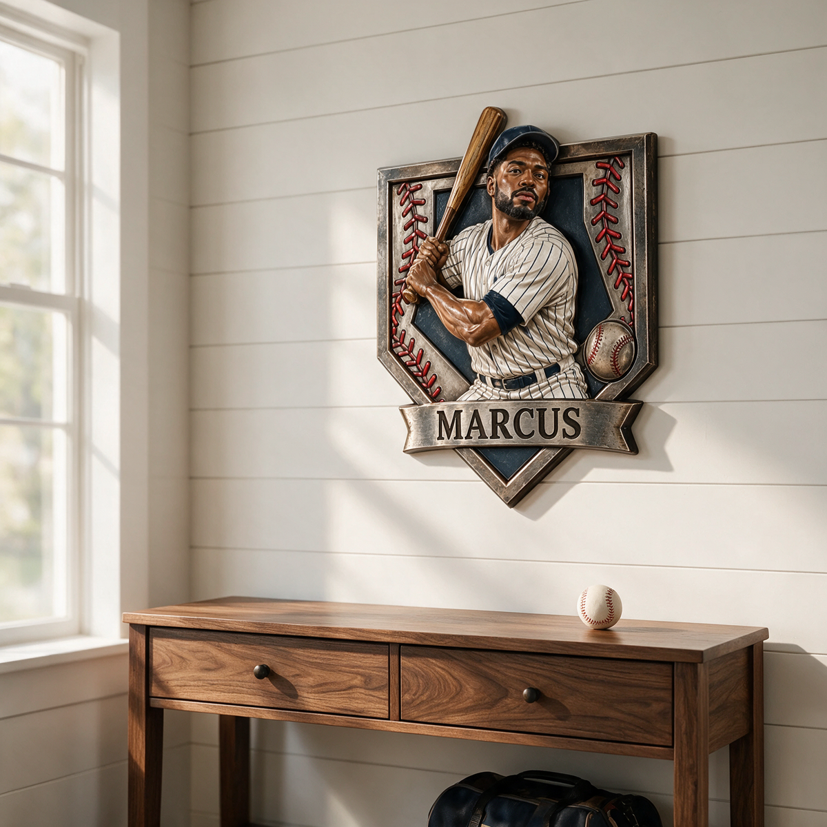 Personalized Custom Photo Baseball 3D Printed Cut Metal Sign - Gift for Young Men