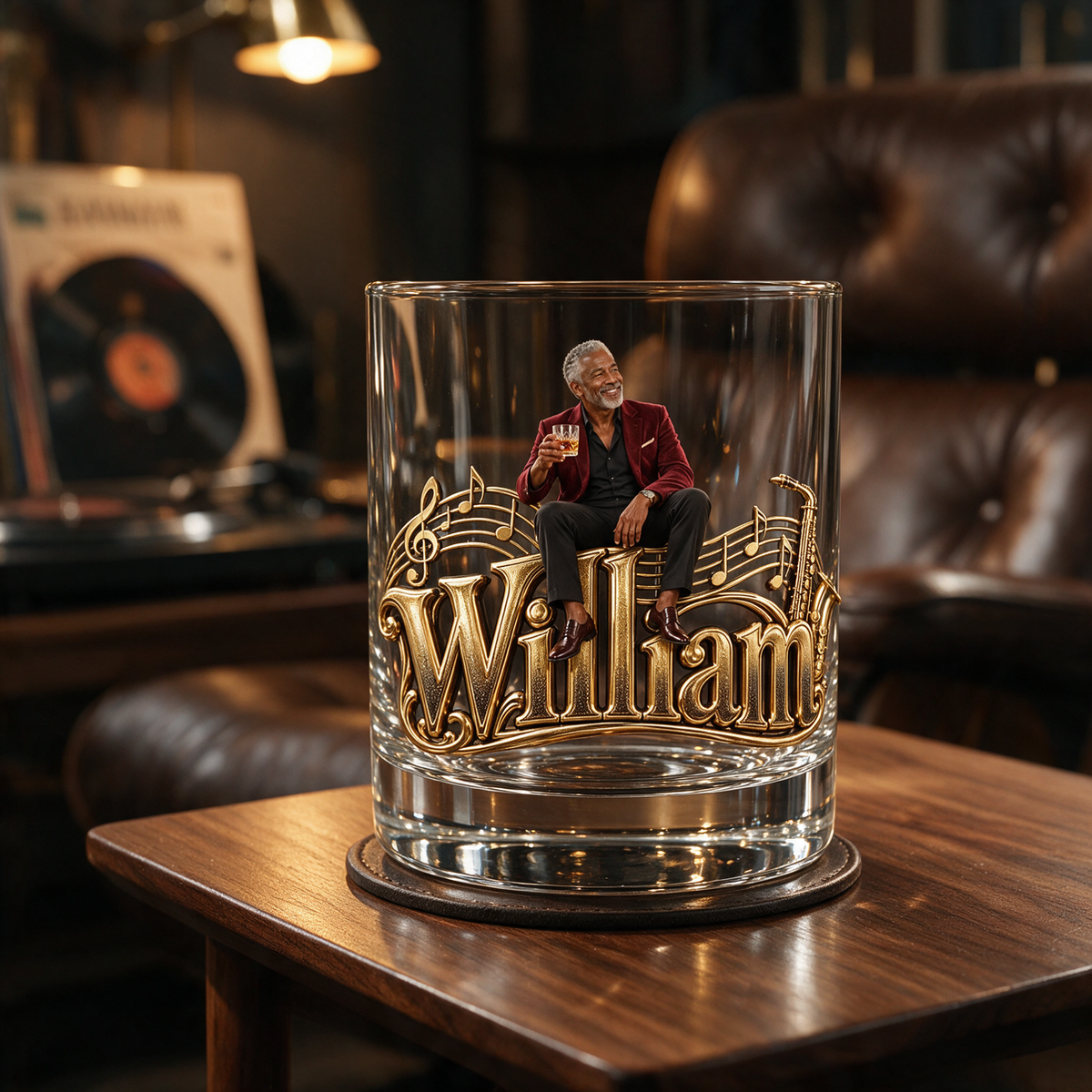 Verre à Whisky Jazz Photo Personnalisé - Cadeau pour Hommes Âgés Amateurs de Musique