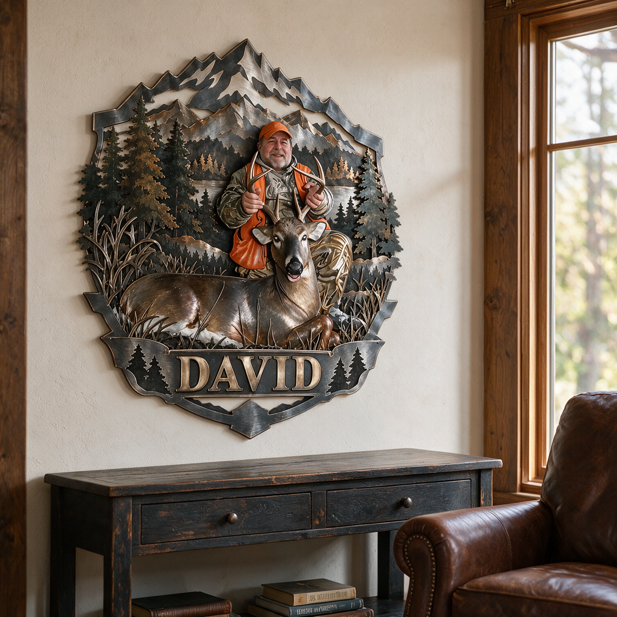 Personalized Custom Photo Deer Hunting 3D Cut Metal Sign - Gift for Older Men