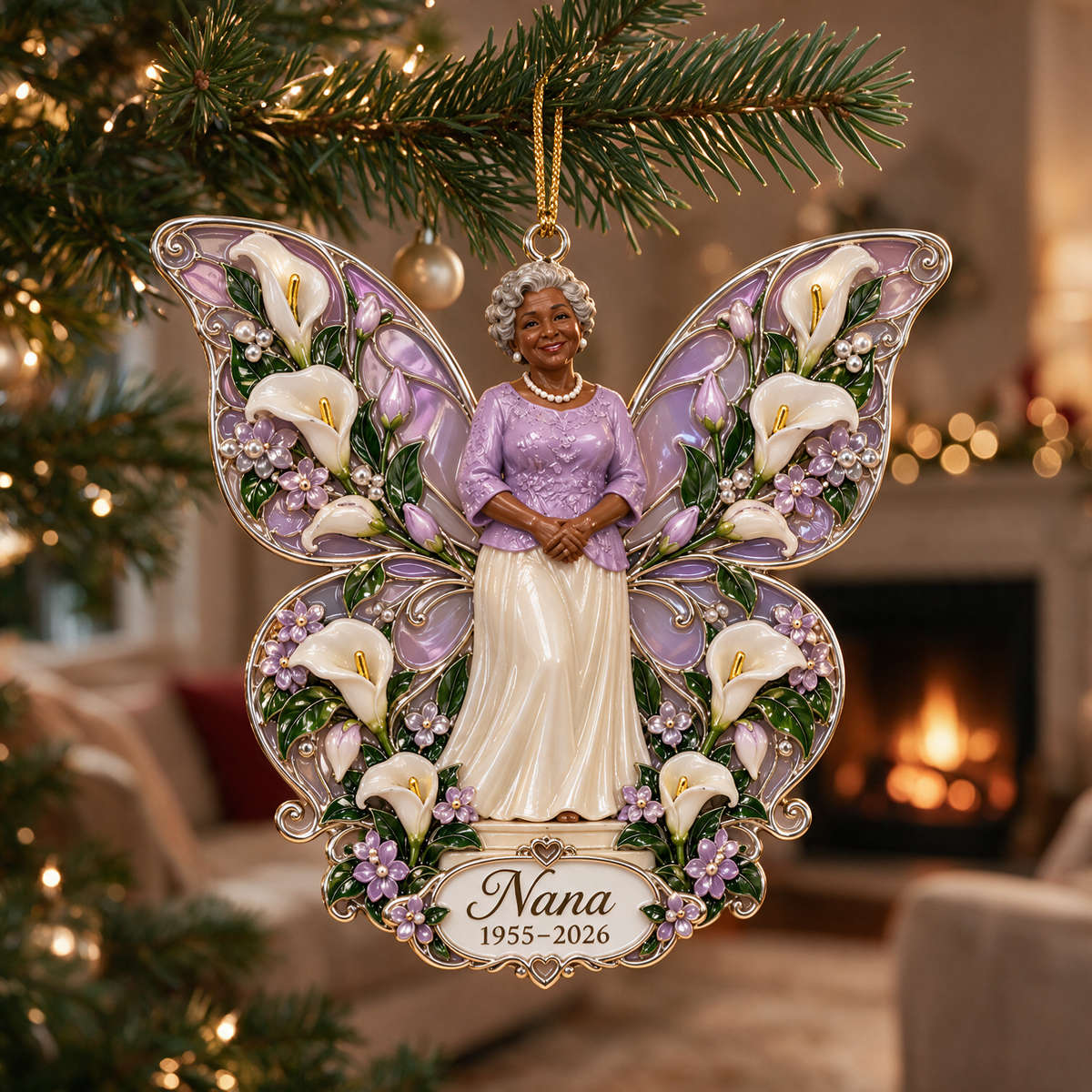 Personalized Custom Photo Butterfly Memorial 3D Christmas Ornament - Grandmother Figurine Remembrance Keepsake