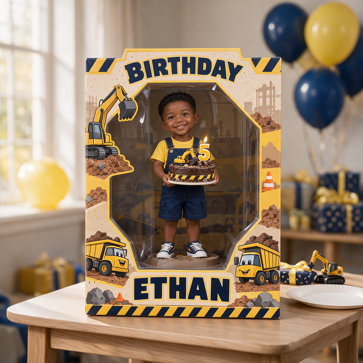 Personalisierte Foto-Acryl-Displaybox - 5. Geburtstag Geschenk für Jungen
