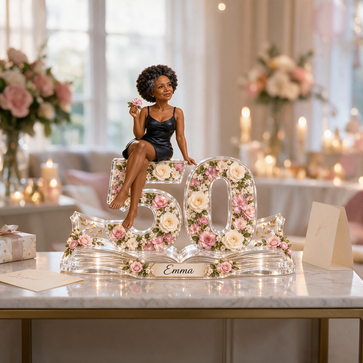 Personalisierte Foto-Rose in benutzerdefinierter Form - 50. Geburtstagsgeschenk für Frauen