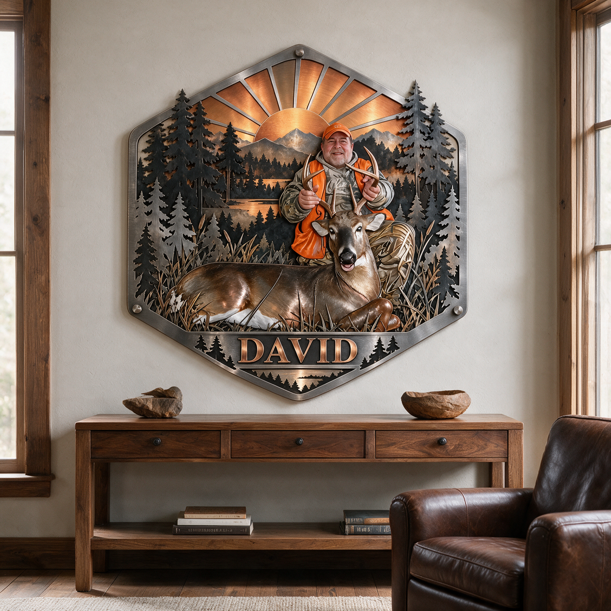 Personalized Custom Photo Deer Hunting 3D Cut Metal Sign - Gift for Older Men