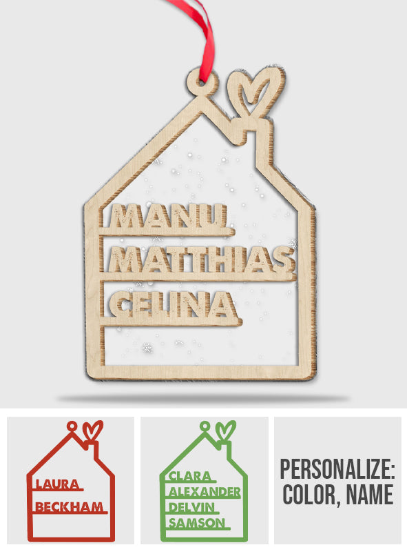 Family Name - Personalized Family 2 Layered Piece Mix Ornament