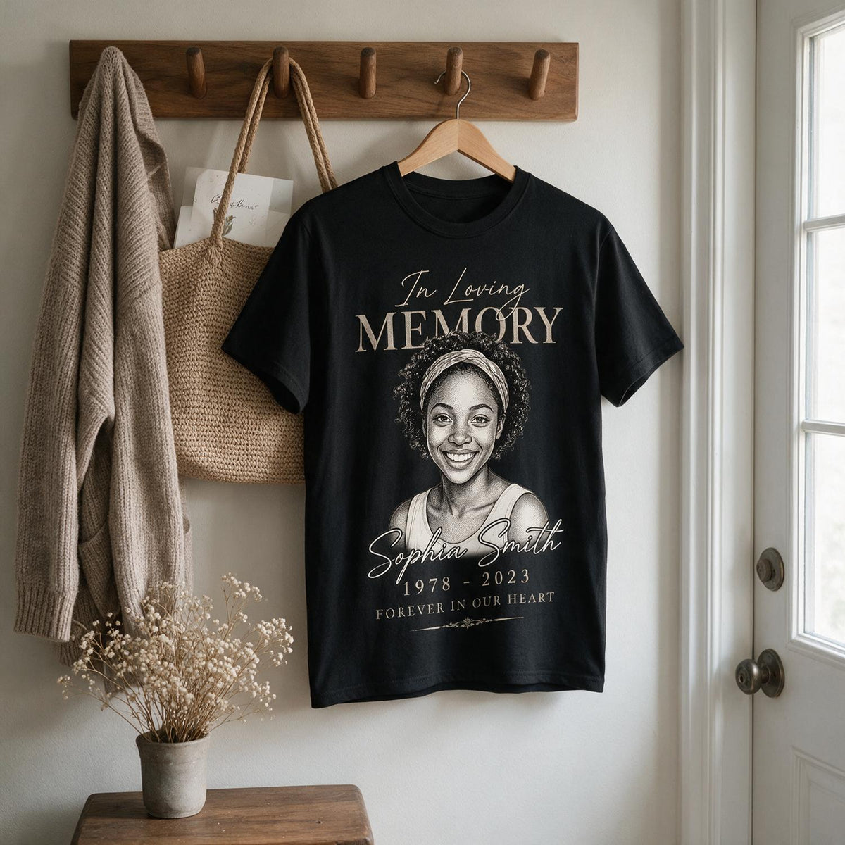 En mémoire affectueuse pour toujours dans nos cœurs - T-shirt personnalisé - Cadeau de sympathie