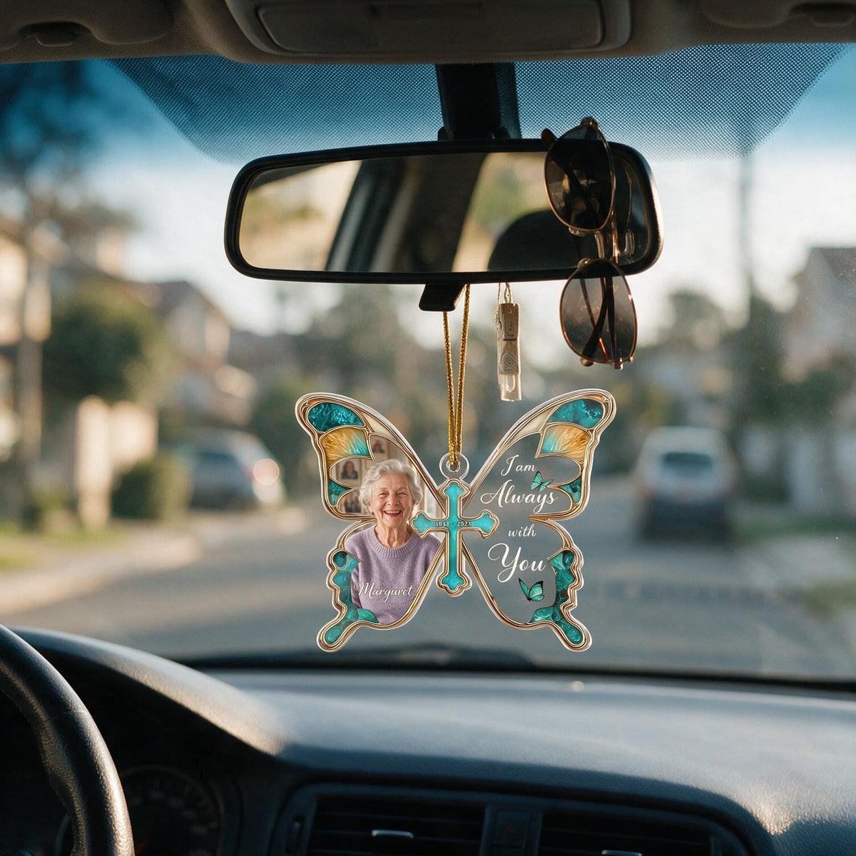 Personalisierte Weihnachts-Schmetterling-Gedenkfoto-Ornament - Ich bin immer bei dir Trauergeschenk