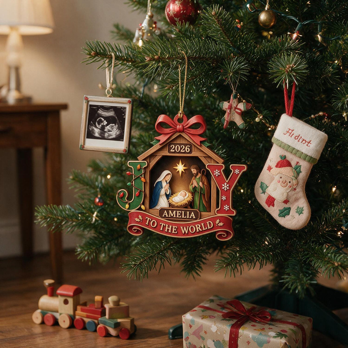 Personalisierte Weihnachts Baby Erstes Weihnachten Krippe JOY Acryl Ornament Geschenk