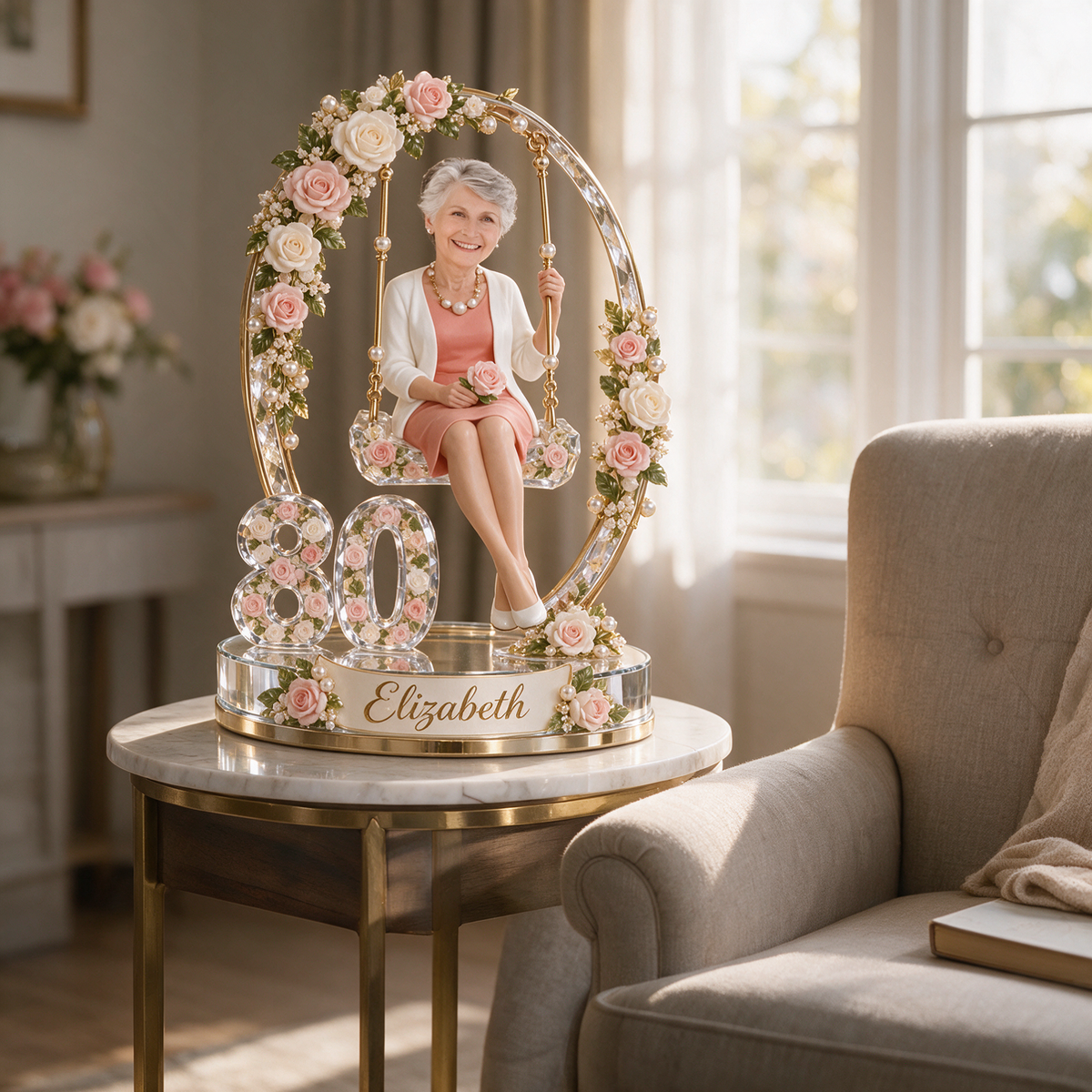 Personalized Garden Swing Birthday Keepsake with Custom Name and Age