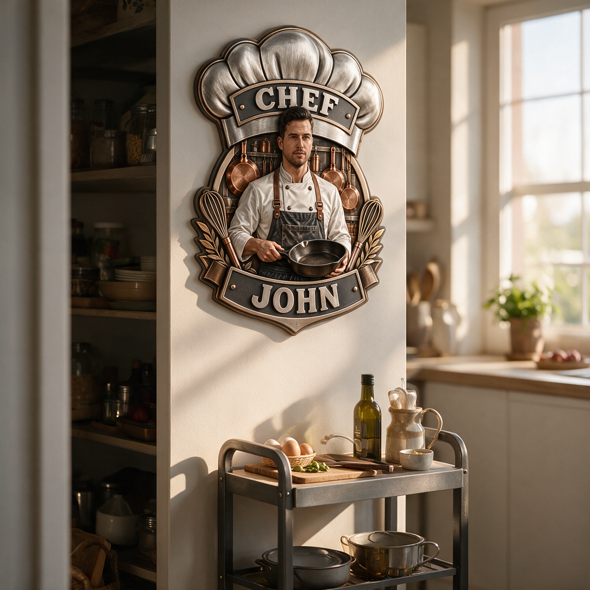 Personalized Custom Photo Chef 3D Printed Cut Metal Sign - Gift for Young Men