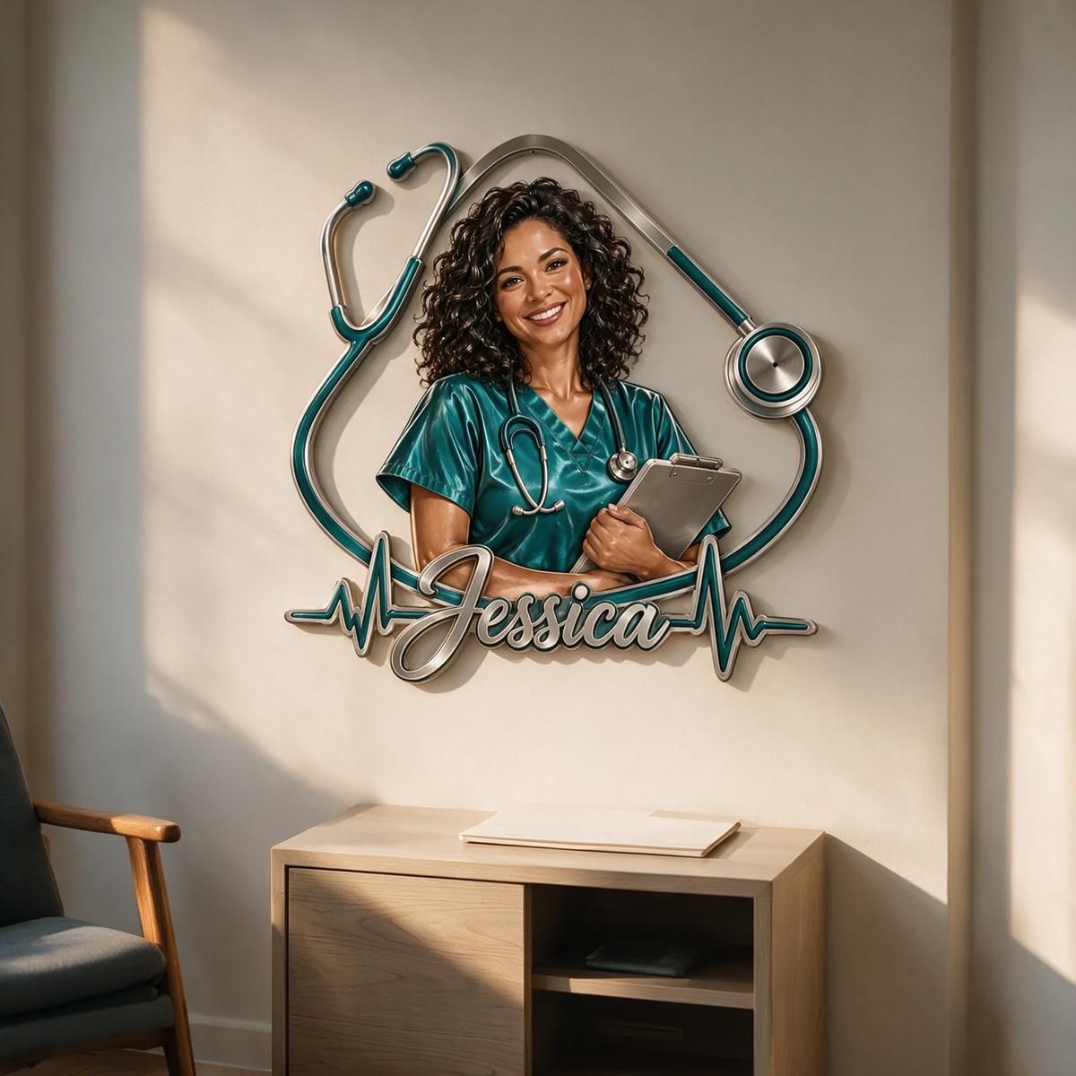 Personalized Custom Photo Nurse 3D Cut Metal Sign - Gift for Women