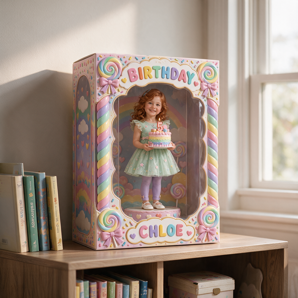 Personalisierte Foto Süßigkeiten Acryl Display Box - 5. Geburtstagsgeschenk für Mädchen